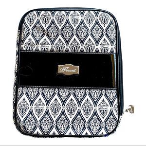 Flaunt tablet case NWOT black patent -black white print 10.5” x8 “